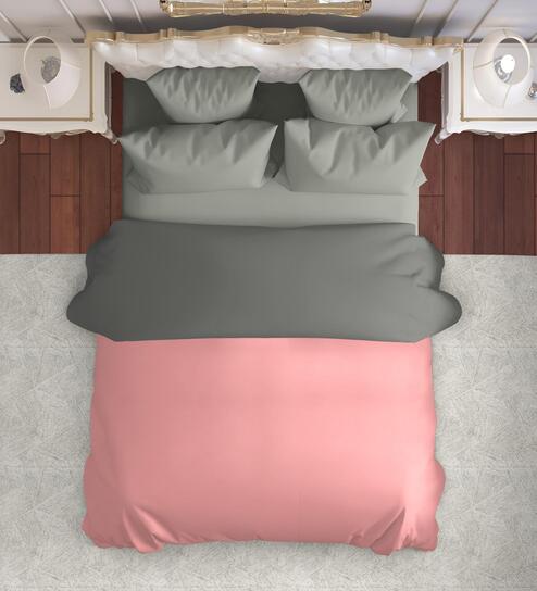 Pink And Grey Microfiber Solid Reversible 150 GSM Single Bed Comforter