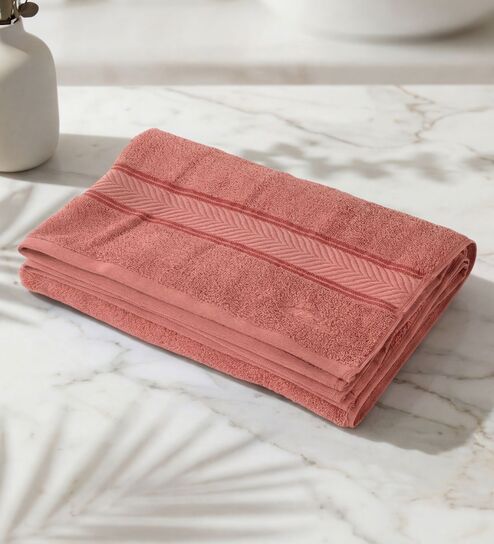 Pink 100% Cotton 525 Gsm Bath Towel