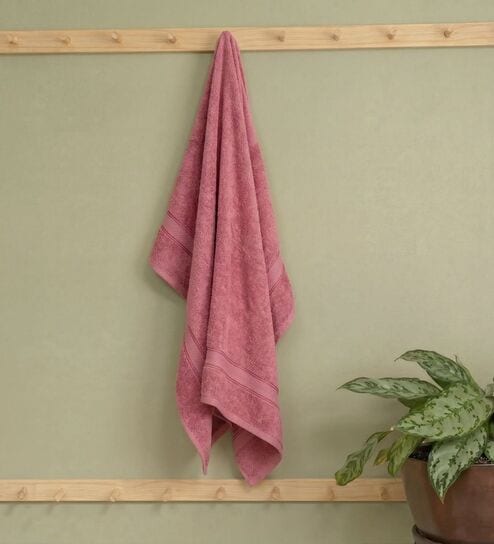 Pink 100% Cotton 525 Gsm Bath Towel