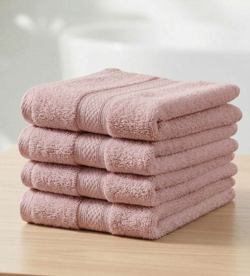 Pink 100% Cotton 600 Gsm Face Towel 4 Pc