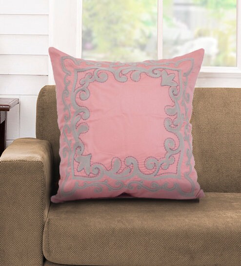 Pink 100 Cotton Classical Fusion 20x20 Inches Cushion Cover By Maspar