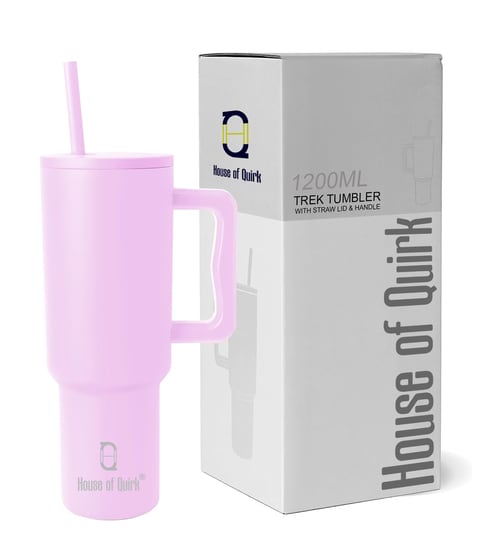 Pink 1200ml Stainless Steel Double Insulated Leak Proof Coffee Tumbler with Lid & Straw
