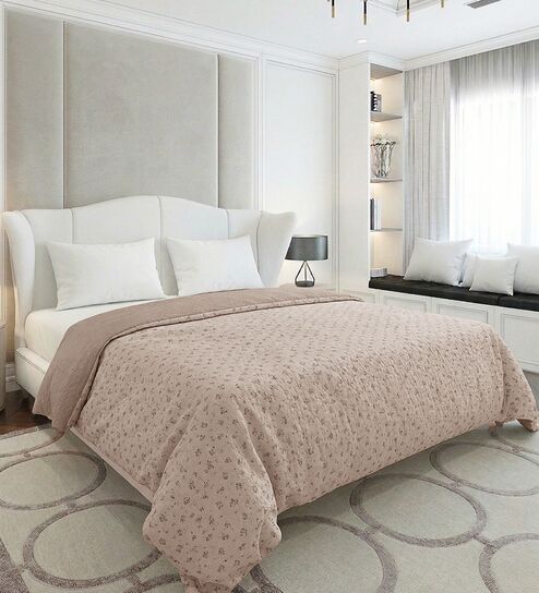 Pink 50% COTTON, 50% POLYESTER Solid 90 GSM King Bed Comforter