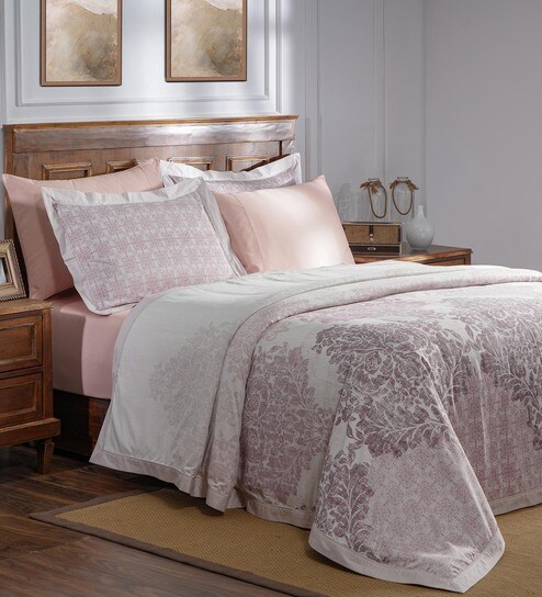 Pink Abstract 145 TC Cotton Duvet Cover With 2 Pillow Case