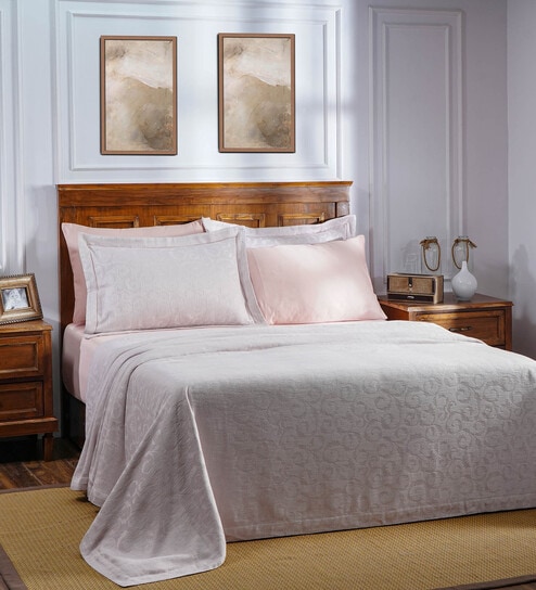 Pink Abstract TC 430 Viscose Bed Cover