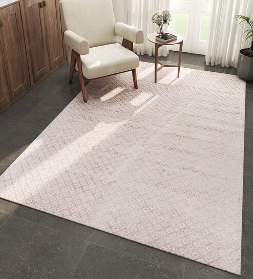 Pink and Purple Abstract Viscose 6 ft X 9 ft Hand Woven Carpet