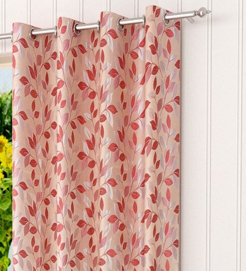 Buy Pink Semi Sheer Polyester 5 Feet Eyelet Curtain By Skyloom Online Floral Curtains And Drapes Curtains And Drapes Furnishings Pepperfry Product