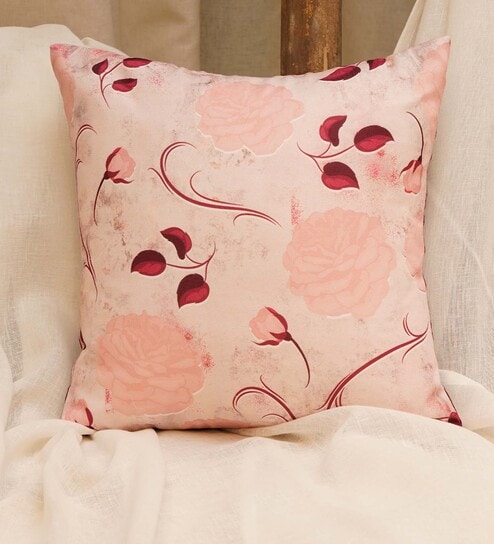 White Floral Canvas 16 x 16 Inches Cushion Cover by Zeba