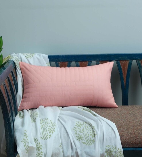 Peach Textured Canvas 22 x 12 Inches Cushion Cover by Zeba