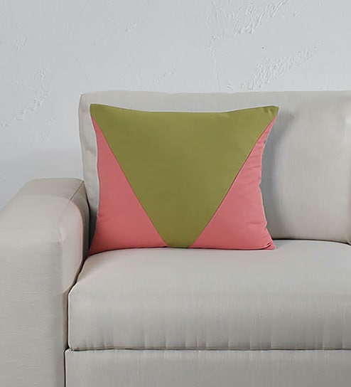 Pink Cotton Geometric 16x16 inches Cushion Covers (1 Pc)