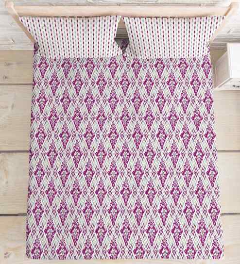 Pink Cotton 1 Double Queen Bedsheet with 2 Pillow Covers