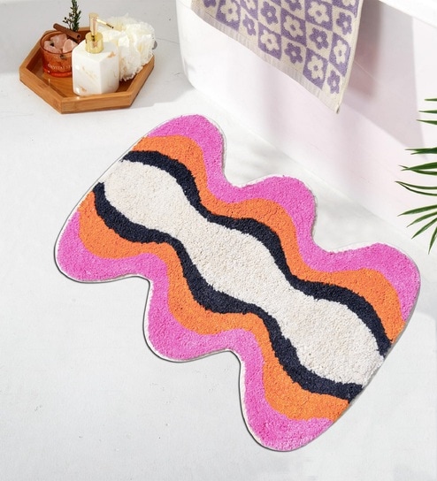 Pink Cotton 16X24 Inches Anti-Skid Bath Mat
