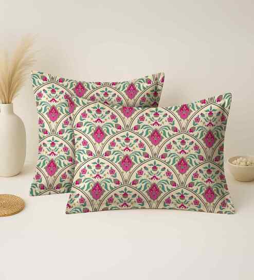 Pink Cotton 27x18 Inches Pillow Covers (Set of 2)