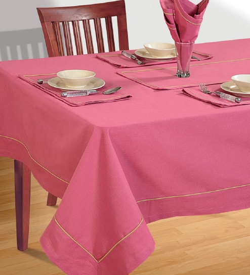 Gossamer (106x59) Pink Cotton Table Cloth