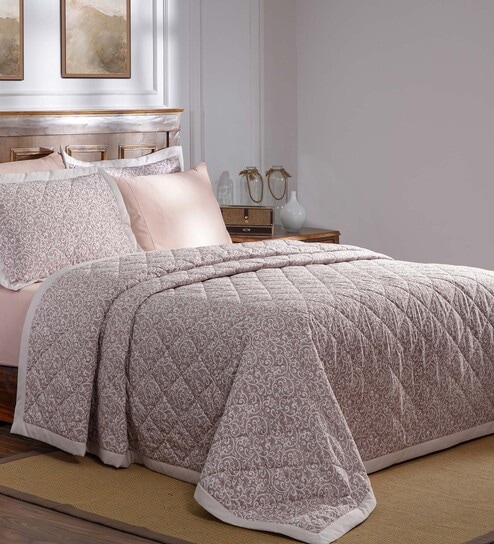 Pink Cotton Abstract 145 GSM Double Bed Quilt