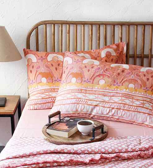 Pink Cotton Abstract 28x18 inches Pillow Cover Set of 2