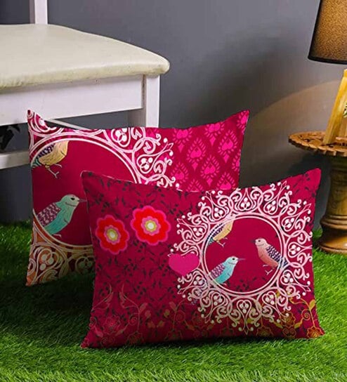 Pink Cotton Animal 18x12 inches Cushion Covers (Pack of 2)