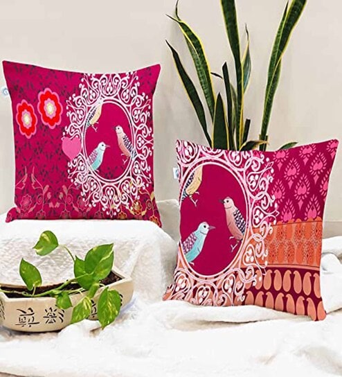 Pink Cotton Animal 24x24 inches Cushion Covers (Pack of 2)