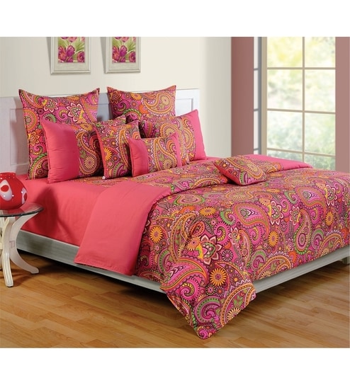 Pink Cotton King Size Bedsheet - Set of 3 by Swayam