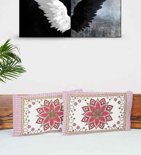 Pink Cotton Premium Quality 210 TC (18*28 Inches) Pillow Covers Set