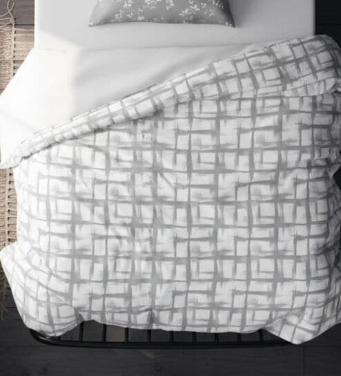 Grey Cotton Pritned 300TC Super King Bedsheet with 2 Coordinate Pillow Covers