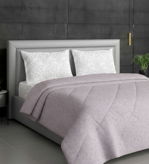 Pink Cotton 210TC Printed All Weather Double 150GSM Bedding Set 1 Comforter 1 Bedsheet 2 Pillow Covers