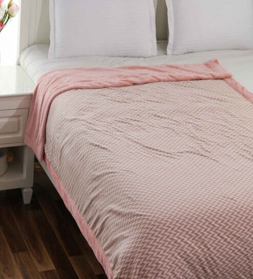 Pink Cotton Zig Zag 250 Gsm Single Bed Blanket