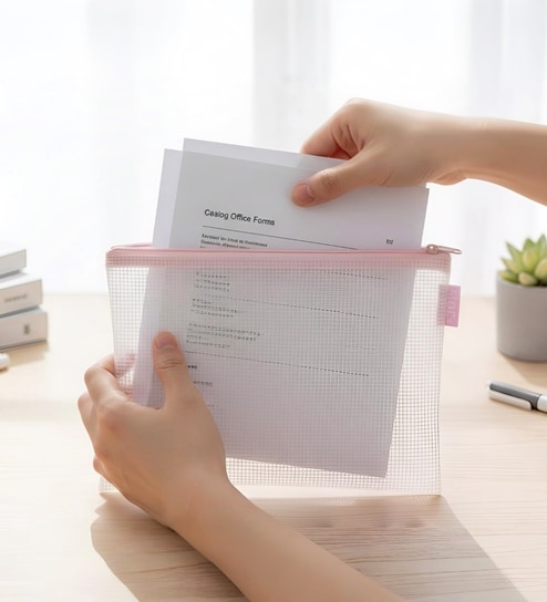 Pink Document ZiPolypropyleneer Pouch Multipurpose Organizer