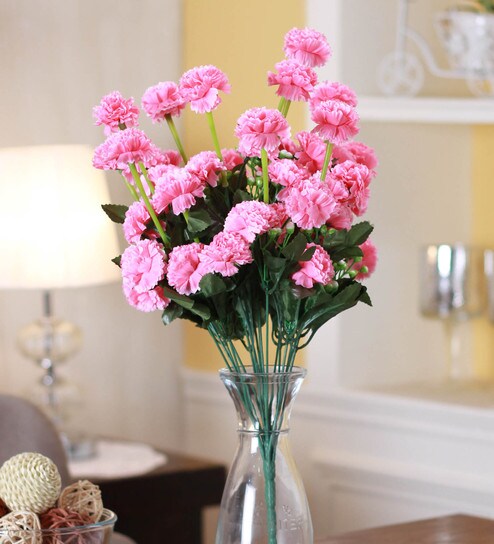 Buy Pink Fabric Plastic Artificial Marigold Flower Bunch By