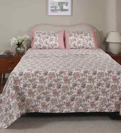 Pink Fruit Print 200 TC Cotton Single Bed Sheet with 1 Pillow Cover Sensory Bloom Collection