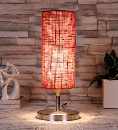Pink Jute table lamp with Steel Base -50