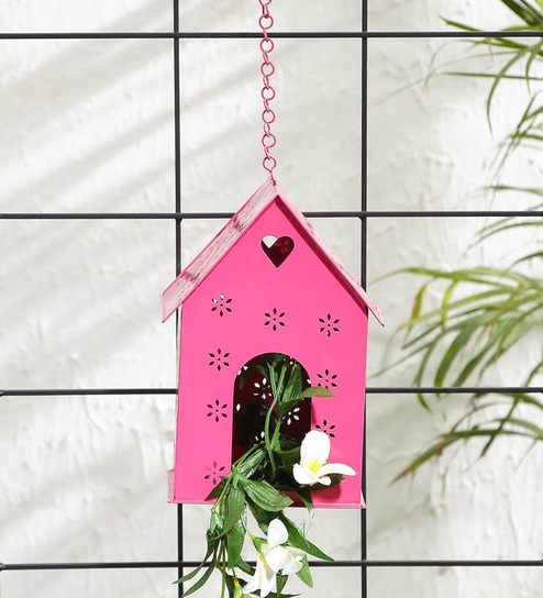 Buy Pink Metal Hut Shape Bird House By Green Girgit Online Bird