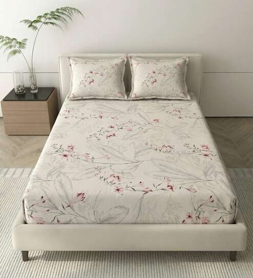 Pink Metro 186 TC Cotton Double Bedsheet With 2 Pillow Covers