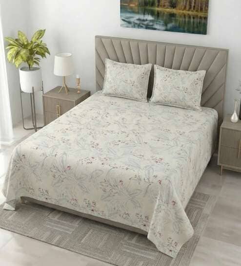 Pink Metro 186 TC Cotton King Bedsheet With 2 Pillow Covers