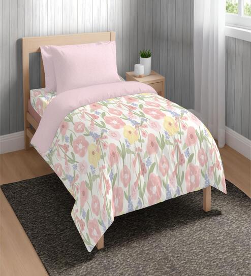Pink Microfiber Floral 150 GSM Single Bed Comforter