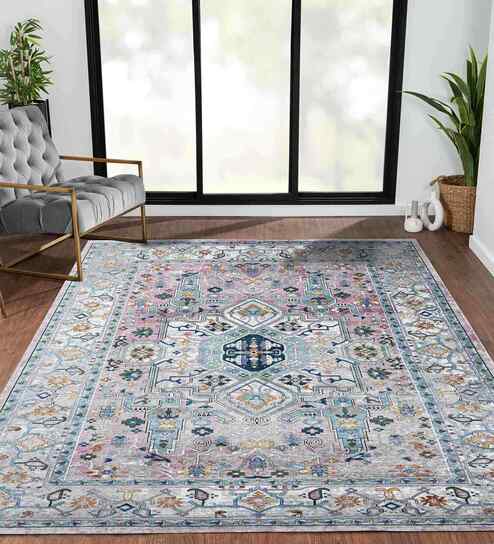 Pink Persian Polypropylene 5x8 Feet Machine Made Carpet