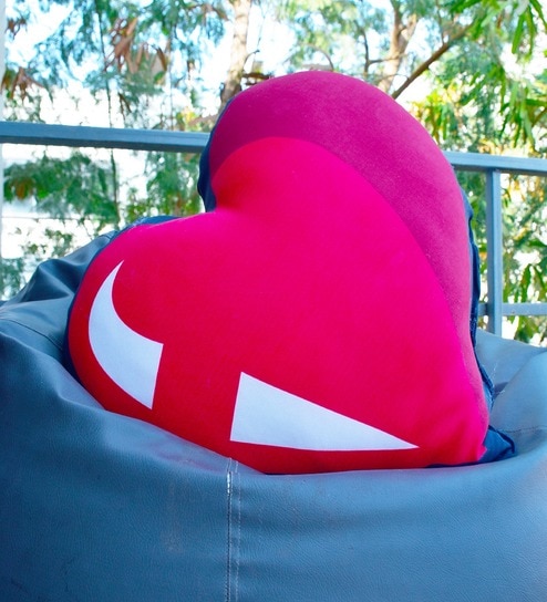 Pink Polycotton Heart Shaped Cushion