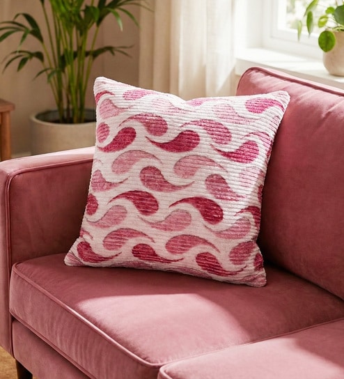 Pink Polyester Abstract 16x16 inches Cushion Cover