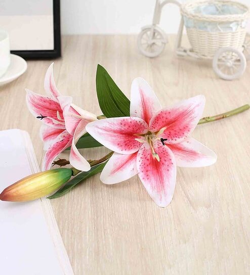 Pink Polyester Artificial Flower by Art Street