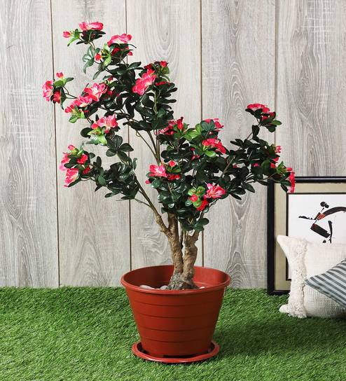 Pink Polyester Artificial Plant Without Pot