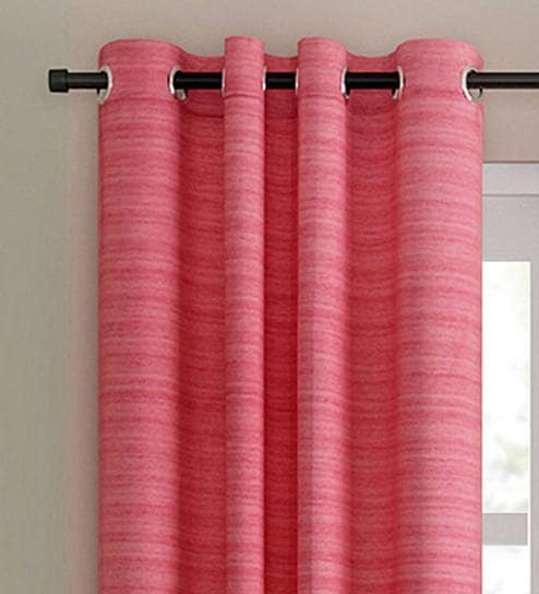 Buy Pink Semisheer Silk 9 Feet Eyelet Long Door Curtain By Soumya