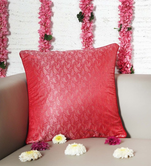 Pink Silk   Traditional 16x16 inches Cushion Covers (1pc) by Zeba