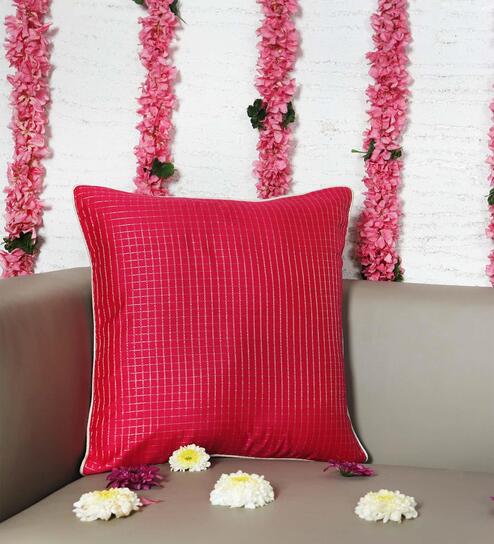 Pink Silk   Traditional 16x16 inches Cushion Covers (1pc) by Zeba