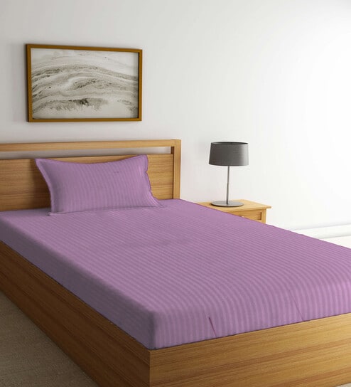 Pink Solid 300 TC Cotton Single Bedsheet with 1 Pillow Cover