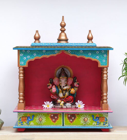 Buy Pink Mango Wood Pooja Mandir By Home And Bazaar Online Floor