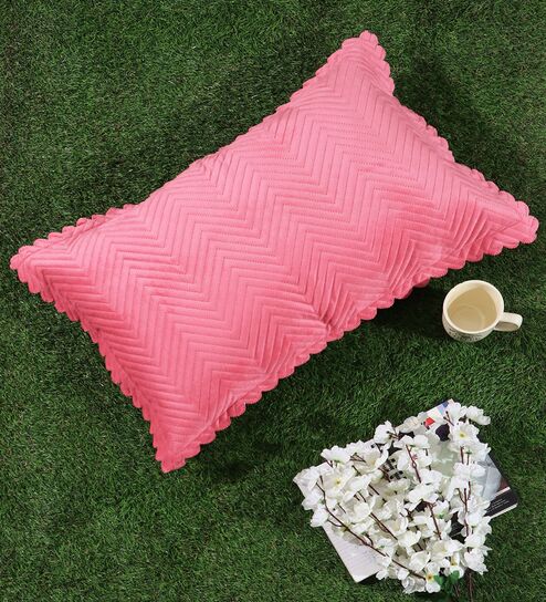 Pink Solid Velvet 27x18 Inches Pillow Cover (1Pc)