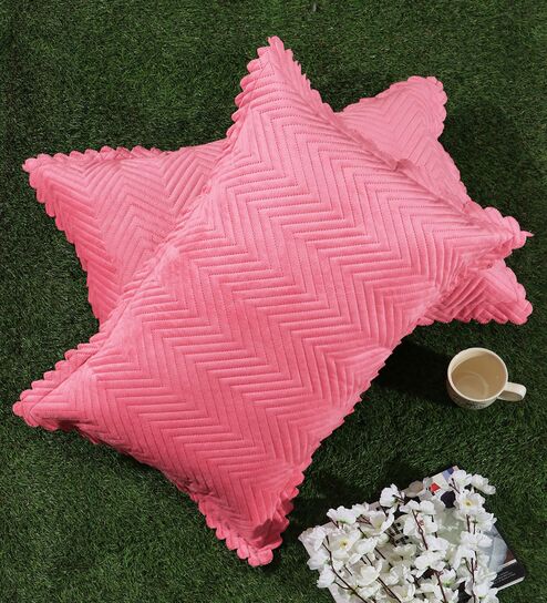 Pink Solid Velvet 27x18 Inches Pillow Covers (Set of 2)