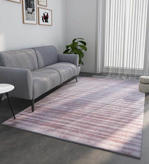 Pink Solid Viscose 8 ft x 10 ft Hand Woven Carpet