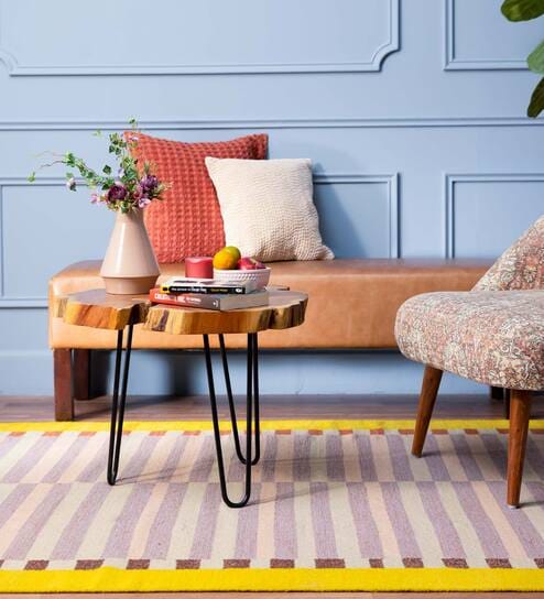 Pink Wool Geometric 6 x 9 Feet Hand Woven Carpet