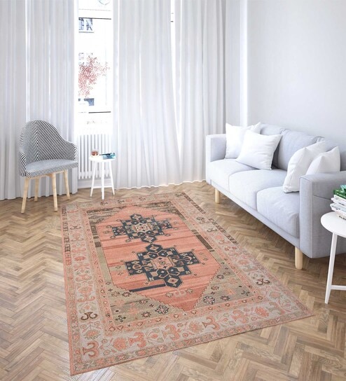 Pink Persian Wool 4 ft x 6 ft Hand Tufted Carpet